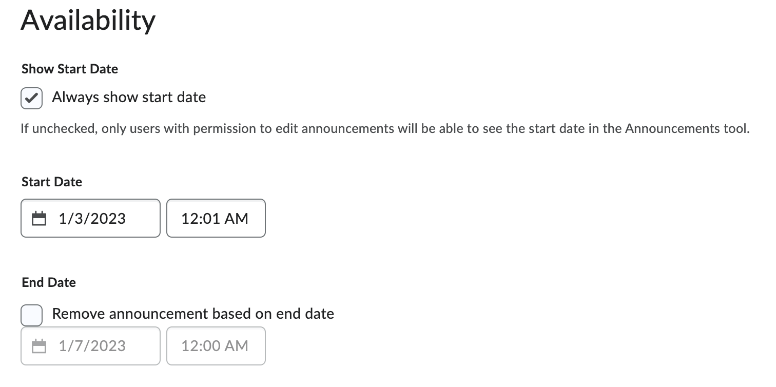 availability dates
